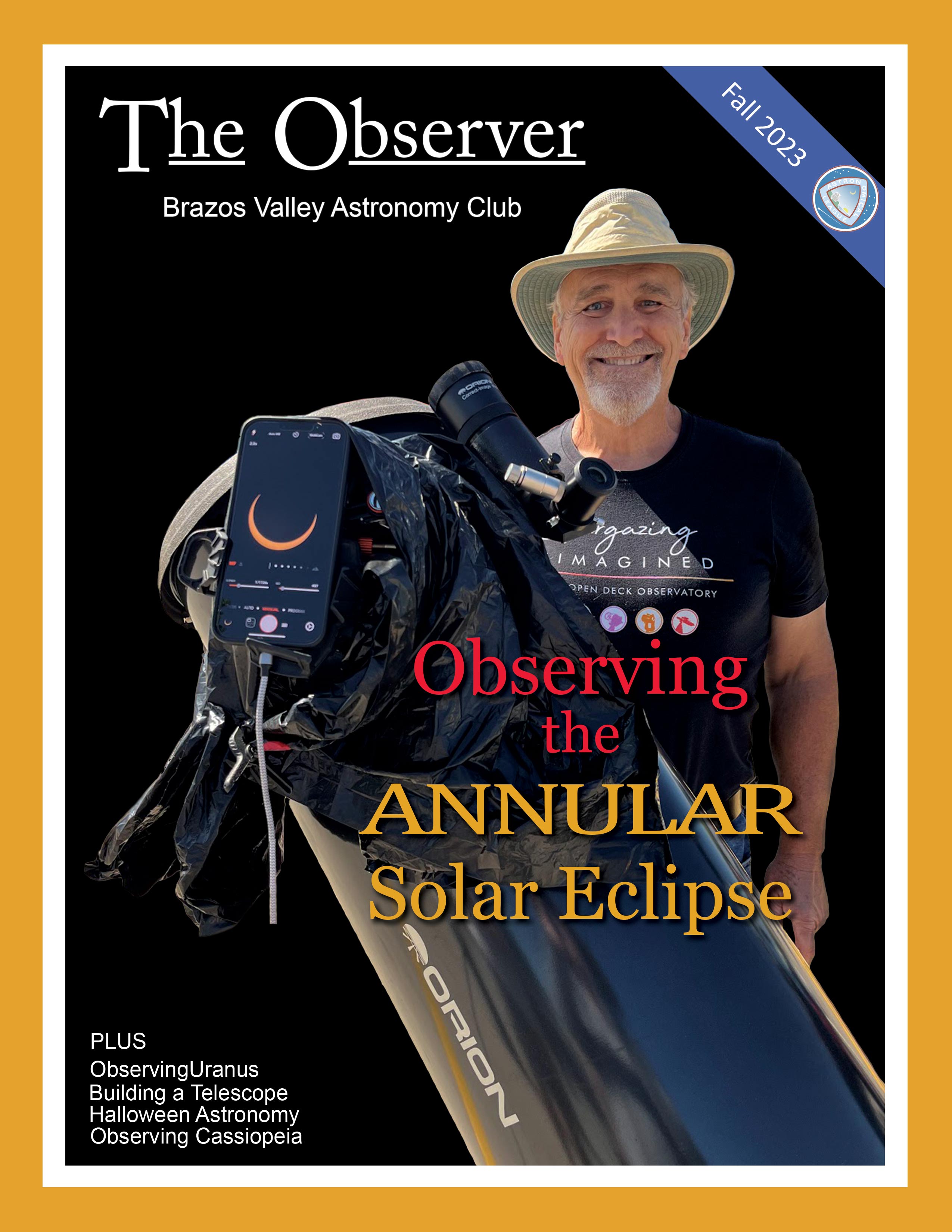 Warren Bracewell waiting for solar eclipse in Boerne TX