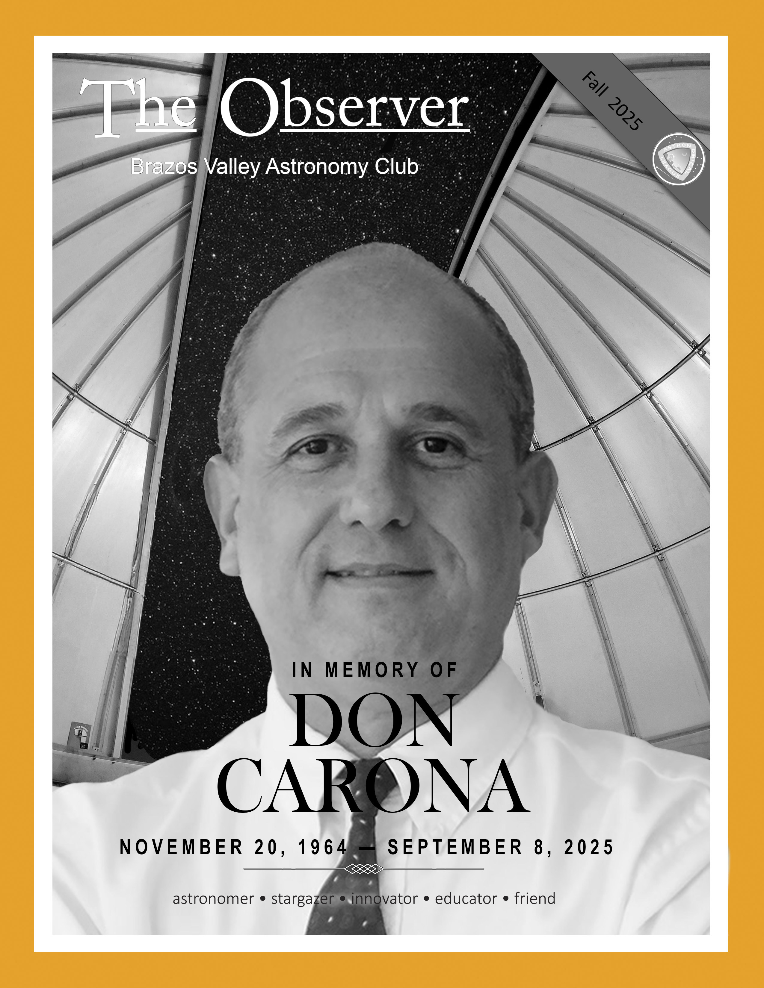 Don Carona former manager of Texas A and M Physics Observatory