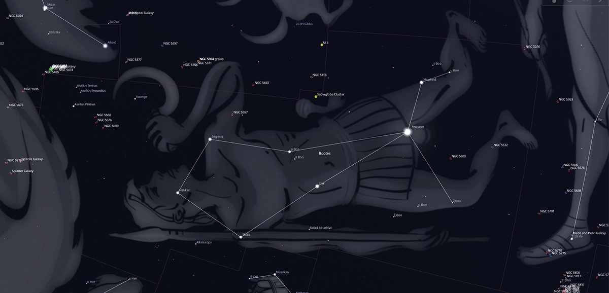 Bootes Stellarium map