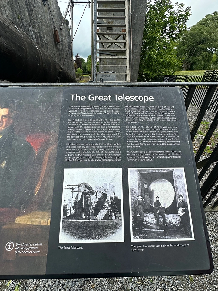 plaque with information about the Great Telescope which at one time