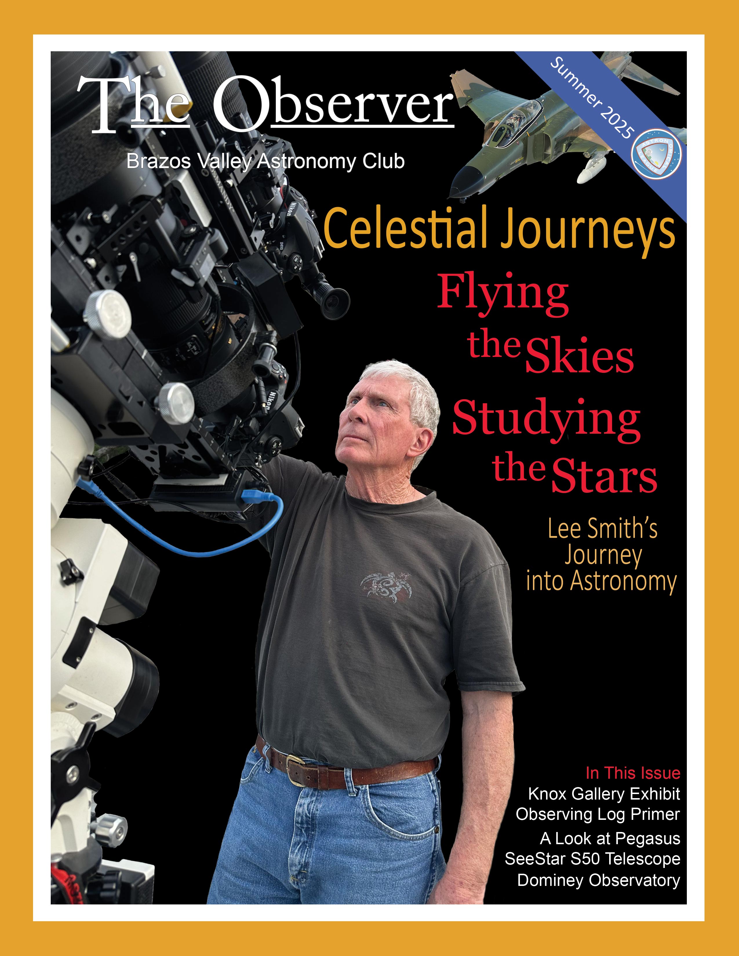 Lee Smith looking through his telescope